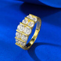 wholesale S925 Silver Gold-Plated European and American Style Fashion Double Row Zircon Ring Jewelry-0-2