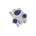 wholesale S925 Sterling Silver Original Niche Design Light Luxury New Chinese Style Geometric Waterdrop Shape Natural Lapis Lazuli Ring for Women-0-4