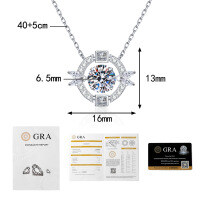 Metal Moissanite Necklace, Ocean Heart Pendant, Women's Delicate, Simple and Versatile Design.-1 carat moissanite  925 silver