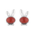 wholesale S925 Sterling Silver Zodiac Year of the Rabbit Earrings with Red Agate, Fresh and Sweet Lovely Earrings-0-6