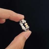 wholesale S925 Sterling Silver Niche Puzzle Piece Ring Minimalist Creative High Aesthetic Pinky Ring for Women-Platinum gold Adjustable opening
