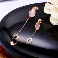 wholesale S925 silver 20 summer new trendy romantic cherry blossom tassel earrings for women, elegant asymmetric pink crystal stud earrings-Tassel chain>925 silver