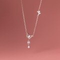wholesale S925 silver cute hollow butterfly with crystal glass bead necklace,designnecklace D9155-0-3