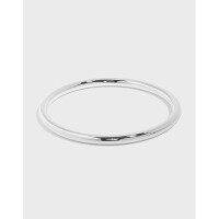 wholesale S990 pure silver minimalist geometric glossy 42mm Korean version ins niche design textured women's bracelet-Plain silver>[Inner diameter 56mm]