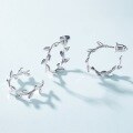 wholesale S925 sterling silver new Japanese and Korean style minimalist bud earrings, fashionable olive branch earrings, forest girl series accessories-0-3