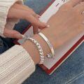 wholesale S925 Sterling Silver Large Twist Croissant Bracelet for Women, Korean Ins Trendy Versatile Simple Heavy Duty Open Bangle-0-4