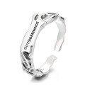 wholesale S925 Sterling Silver Korean Style Geometric Statement Open Ring with English Words for Streetwear-0-4