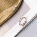 wholesale S925 Sterling Silver Hollow Double-Layer Striped Diamond-Inlaid Ear Clasps, Fashionable Minimalist Niche Design Earrings Gift for Women-0-3