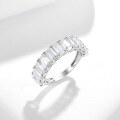 wholesale 18k Gold Plated S925 Silver 3*5mm Emerald Cut Moissanite Women's Eternity Ring-0-1
