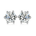 wholesale S925 Sterling Silver Six-Prong Moissanite Stud Earrings, Minimalist Design, Women's Independent Website Best-Selling Jewelry-0-6