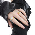 wholesale S925 Sterling Silver Daisy Ring for Women with High-End Feel, Small and Unique, Two-Tone Plated, Adjustable Open Band-0-3