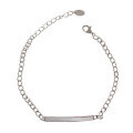 wholesale S925 Sterling Silver Korean Style Fashion Geometric Smooth Long Chain Bracelet Pendant Women's Silver Jewelry-0-4