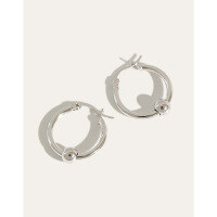 wholesale 925 Sterling Silver Geometric Bead Hoop Earrings, Korean Version Ins Small and Minimalist Design, Versatile Ear Clips for Women-15mm 925 silver