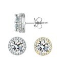 wholesale S925 Sterling Silver Women's New Round Stud Earrings with Moissanite for Wedding Gifts from Direct Factory Wholesale-0-4