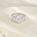 925 Silver Marquise Semi-Circle Row Ring Moissanite Jewelry Hot Selling-0-2