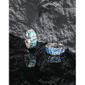 wholesale S925 sterling silver 756 minty mambo ins niche design irregular texture drip glaze adjustable open ring for women-0-1