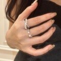 wholesale S925 Sterling Silver Irregular Fluid Line Cross Full Diamond Flash Pearl Ring Vintage High-End Design Sense Personality Band-0-4