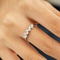 S925 Sterling Silver Asymmetrical Row Ring with Moissanite for Women-0-1