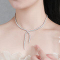 925 Silver Graduated Fringe Moissanite Necklace Women's Minimalist Design-0-2