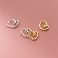 wholesale S925 Sterling Silver Hollow-Out Heart Line Ear Clasp Peach Heart Ins Minimalist Heart-Shaped Fresh Ear Loop M02330-0-2