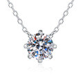 S925 Sterling Silver 1ct Moissanite Clavicle Necklace, Korean Style Minimalist Eight-Claw Wholesale-0-3