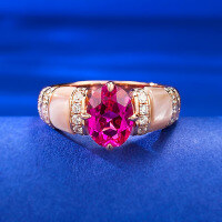wholesale 925 Sterling Silver Hot Selling New Natural Pink Shell Ruby Red Diamond Ring, European and American Style High-End Goddess Lady Ring-R813 Rose Red [Rose Gold] No. 8