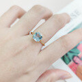 wholesale S925 Sterling Silver 175ct Natural Topaz Classic Square Cross-Border Ring in Gold Tone-0-3