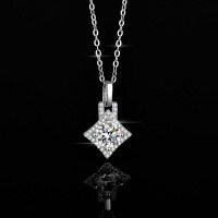 Sterling Silver 1-Carat Moissanite Pendant Necklace for Women-1 carat (set with zircon)  925 silver