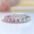 wholesale S925 silver jewelry new style zircon white pink full diamond fashion wholesale ring for women-0-2