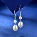 S925 Sterling Silver Pearl Earrings Elegant Lady Style-0-0