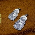wholesale 990 Silver Frosted Big Belly Buddha Pure Silver Maitreya Buddha Pendant for Women, Chinese Style DIY Car Hanging Ornament Accessory Handmade-0-3