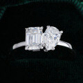 925 Sterling Silver Moissanite Classic 1 Carat Asymmetrical Ring-0-0