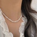 wholesale S925 Sterling Silver Double Layer Rice Pearl Necklace for Women, Small and Minimalist, Fashionable and Versable Choker-0-4