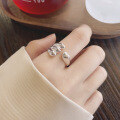 wholesale S925 Sterling Silver Asymmetrical Heart-shaped Open Ring, Fresh, Sweet, Cute, and Exquisite Style Index Finger Ring-0-3