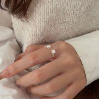 wholesale S925 Sterling Silver Minimalist Open-Ended Ballpoint Ring for Women, Korean Spring and Summer New Arrival, Versatile High-End Luxury Ring-Sterling silver (opening adjustable)
