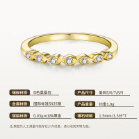 18K Yellow Gold Plated 925 Silver Moissanite Stackable Ring-1.5mm/1.5-point * 7 moissanite stones * 31/S925 sterling silver  US size 8