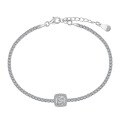 wholesale S925 Sterling Silver Women's Tennis Bracelet with Four-Leaf Clover Geometric Zirconia Pave Design, Light Luxury and High-End Feel-0-9
