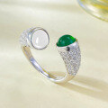 wholesale Sterling silver plated with high-ice green chalcedony and 60mm agate in a signature cabochon design-0-1