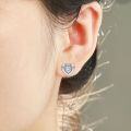 wholesale S925 Sterling Silver Zircon Heart Stud Earrings for Women, High-End Design Silver Earrings-0-3