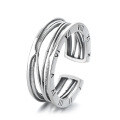 wholesale S925 Sterling Silver Retro Vintage Street Style Roman Numeral Line Patchwork Adjustable Ring-0-4