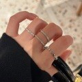 S925 Sterling Silver Moissanite Round Bead Row Ring, Minimalist Stackable-0-2