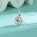 wholesale S925 Sterling Silver Cross-Border Fashionable Round Micro-Paved Moissanite High-End Pendant Necklace Small Batch Wholesale Jewelry-0-2