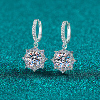 S925 Silver Moissanite Octagonal Ear Studs, Elegant Luxury Holiday Gift-6.5mm zircon  925 silver