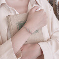 wholesale S925 Sterling Silver European and American Minimalist Style AB Chain with Hollow Round Frame Geometric Versatile Bracelet for Women-0-3