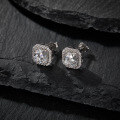 wholesale S925 Sterling Silver Cross-Border Europe and US Hit Fashion High-End Fully Diamond Princess Round Bag Stud Earrings Minimalist Square Bag Women's Earrings Wholesale-0-1