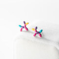 wholesale S925 silver Korean-style colorful resin puppy stud earrings, simple cute and unique earrings for women M02638-0-0