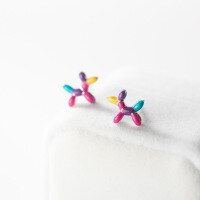 wholesale S925 silver Korean-style colorful resin puppy stud earrings, simple cute and unique earrings for women M02638-S925 silver pair>925 silver