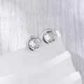 wholesale S925 Sterling Silver Smooth Bubble Stud Earrings for Women, Fashion Minimalist Elegant with Round Cubic Zirconia Inlaid, Suitable for Pierced Ears-0-2