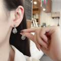 wholesale S925 sterling silver vintage ethnic-style distressed craft lotus seed pod hollow-out design earrings-0-3