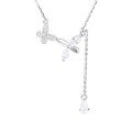 wholesale S925 Sterling Silver Butterfly Tassel Necklace for Women, Inlaid with Unique Design, Fresh and Minimalist Style, Elegant Collarbone Chain-0-4